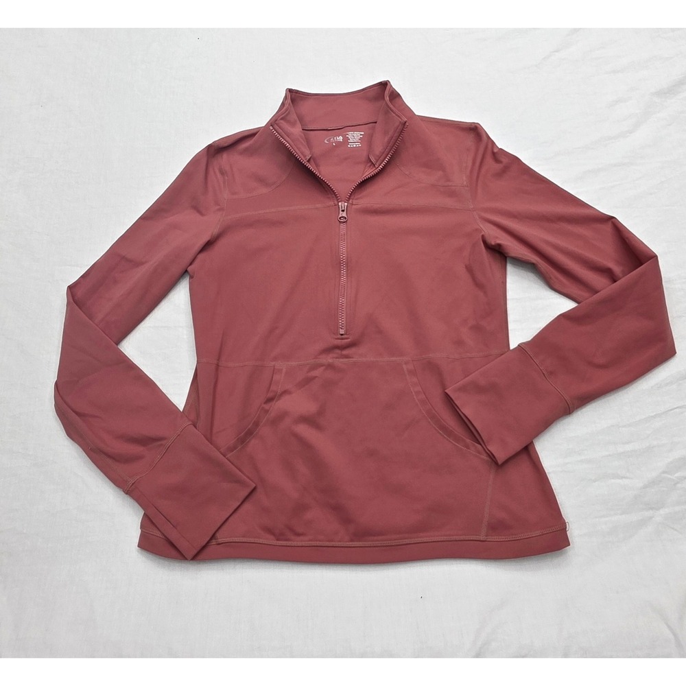 Zyia Active Womens Mauve Pink Quarter Zip Pullover Thumbhole Athletic Top Large